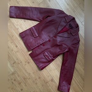 Margaret Godfrey Leather Blazer Maroon